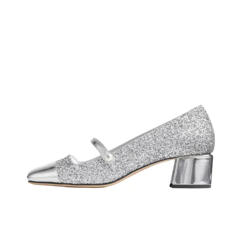 Jimmy Choo Elisa Грубый каблук Высокие каблуки 4,5 см Женские Серебристый