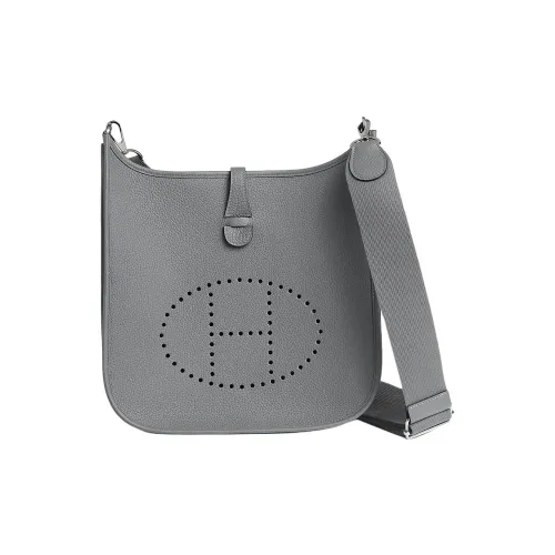 HERMES Evelyne Clemence Bullock Кожаная Сумка через плечо Сумка на плечо Женская Серого цвета
