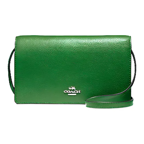 COACH Foldover Галечная кожа Сумка через плечо Маленькая Женская Фруктовый зеленый