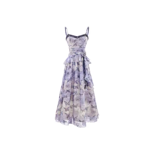 GRAYISMOON Фиолетовое платье-комбинация женские слиплатья