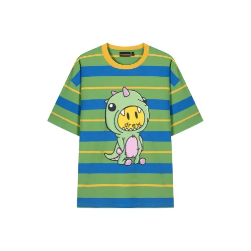 Drew House SS25 Зеленый синий Полосы Унисекс T Рубашки