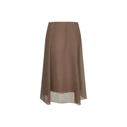BRUNELLO CUCINELLI Коричневый Женские Повседневные Длинные Юбки