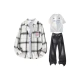 Белая рубашка + черные серые джинсы