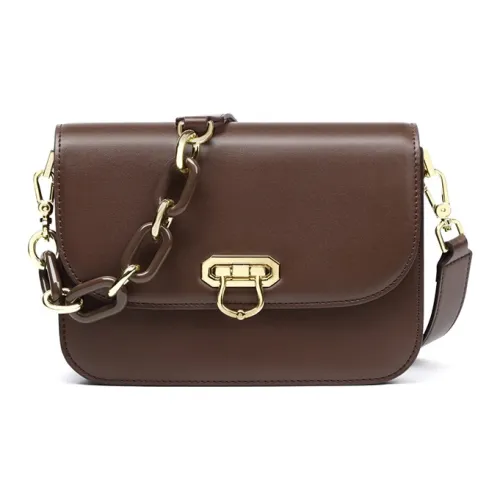 PESASRIE Сумка через плечо из коровьей кожи женская кофейного черного цвета