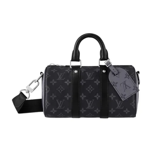 LOUIS VUITTON Keepall Покрытый холст с кожаными вставками сумка через плечо сумка мужская черный и серый