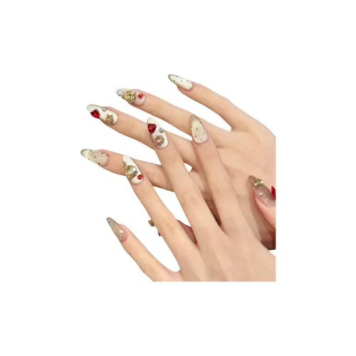 XIAMEIYU Персик Кошка's Eye Стразы Украшенное Кожа Флиртовая Ручная Nail Art 22 мм Фальшивая Ногть Овал Золотой