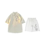 Экрю + Белый Шорты