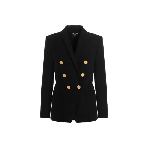 BALMAIN FW23 Бизнес-костюм Пальто Женское Черное