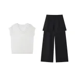 Белый топ + черные штаны