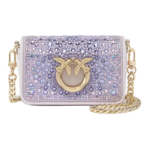 PINKO Кристальная сумка через плечо с тисненой кожей и дизайном Pull Through женская орхидея светло-золото