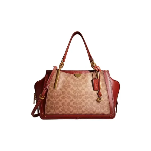 COACH DREAMER Покрытый холст с утонченной телячьей кожей сумка через плечо сумка большая женская коричневый и ржавый