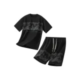 Комплект (черная футболка+черные шорты)