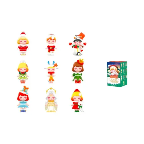 POP MART Кролик Рождественская коллекция Слепые коробки Один Blind Коробка Целая коробка 9 шт