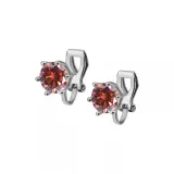 [1 пара] Серьги с зажимом "Закат" с красным цирконовым камнем