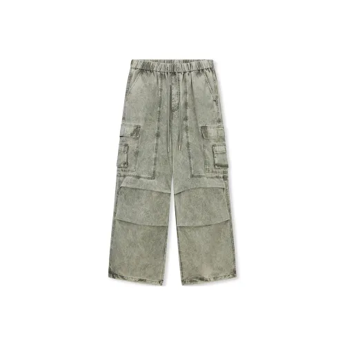 Безшовный крой Серо-зеленый Унисекс Повседневные брюки