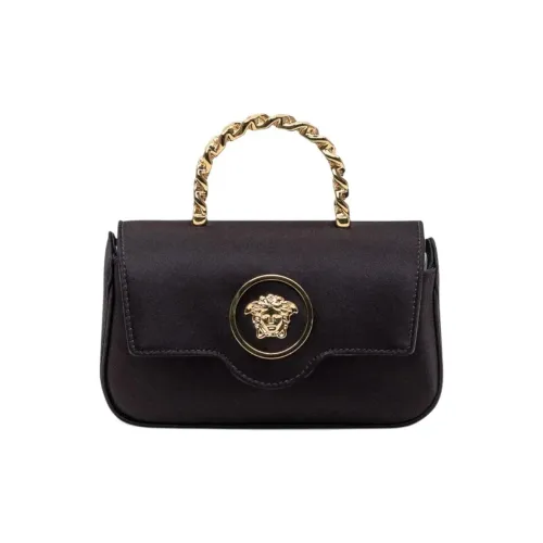 VERSACE Кожа Одно Плечо Сумка Мини Женская Черная