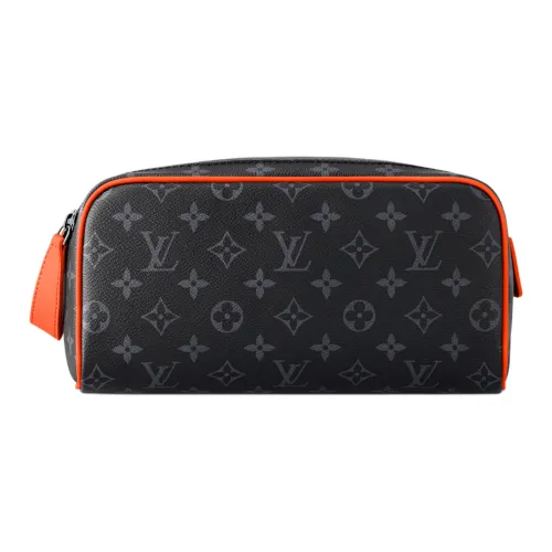 LOUIS VUITTON Dopp Kit Monogram Eclipse Покрытый холст Туалетная сумка для мужчин цвет Рассвет Апельсин