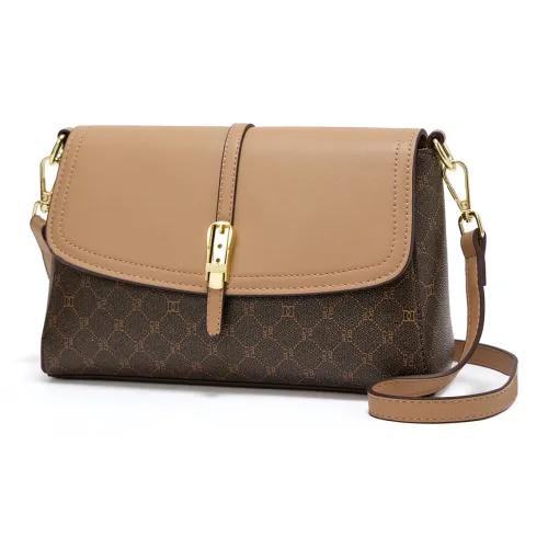 DEDOO Сумка через плечо из ПВХ и синтетической кожи среднего размера женская коричнево-хаки с узором в виде ромба