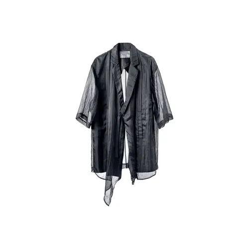 HUANXIANGZHE Полупрозрачный Шифон Однотонный Короткий Рукав Бизнес Костюм Куртка Женская Черная