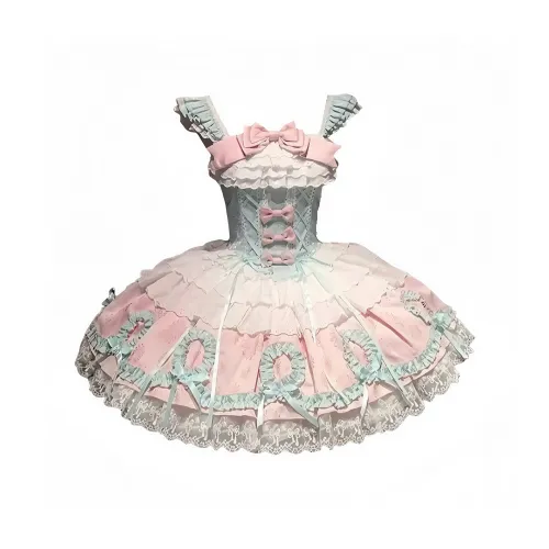 WLEQK Мята Розовый Женские Лолита Платья