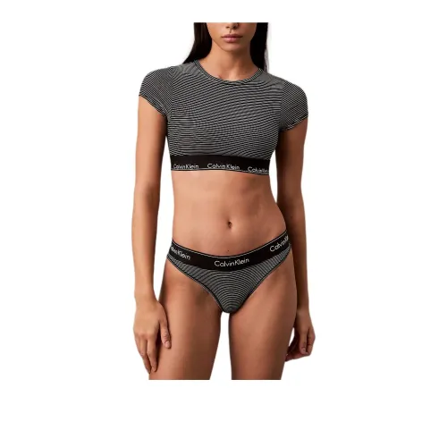 Calvin Klein Fine Grained Полосы Черный Женские Бюстгальтеры