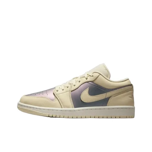 Jordan Air Jordan 1 Устойчивые к истиранию Низкие Топы Винтажные Баскетбольные Кроссовки Женские Бежевые