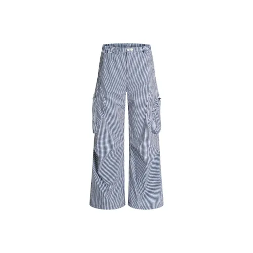 VINMUK Маленькая синяя клетка унисекс брюки карго