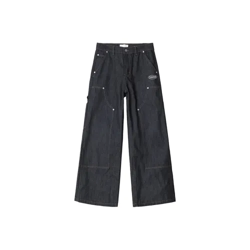 Chinpeno Темно-циановые Черные Унисекс Джинсы