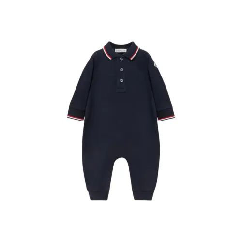 Moncler Комбинезон Tricolour с отделкой хлопок пике малыш Grow морской синий младенец And Toddler