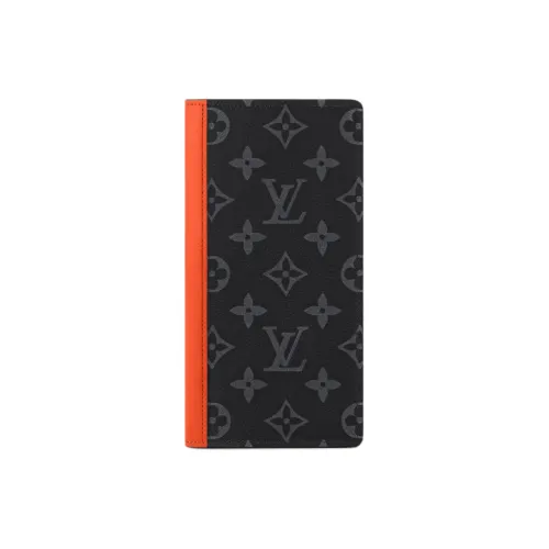 LOUIS VUITTON Brazza Monogram Eclipse Покрытый холст Держатель для карт кошелек Мужской Рассвет Апельсин