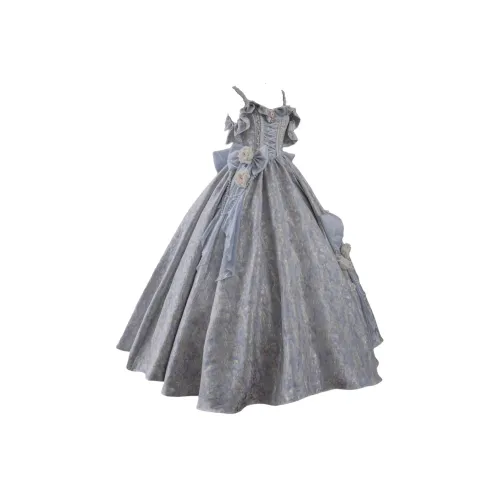 WLEQK Синий Женские Лолита Платья