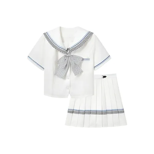 Wick buen Двухкомпонентный Набор [Топ с галстуком-бабочкой + Юбка] Женская униформа