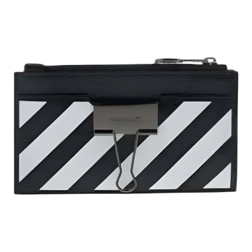 Off Белый Кожа Картхолдер Унисекс Черный