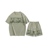 Комплект одежды (Зеленая рубашка с коротким рукавом + зеленые шорты)