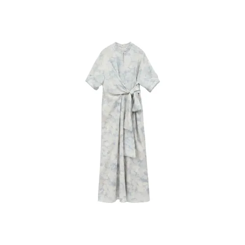 CLANE Blue Женские Короткие Платья с Рукавами