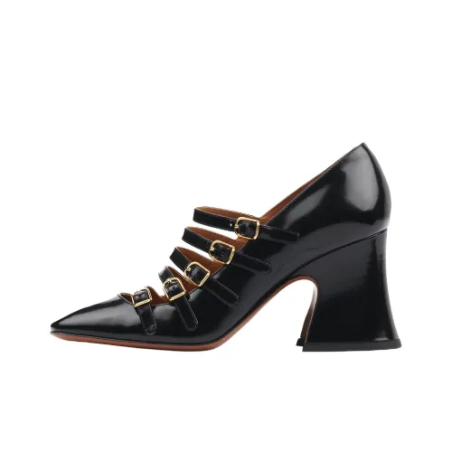 Chloe Janis Грубый каблук Туфли Мэри Джейн 8 см Женские Черный