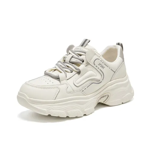 Spider King Low Топ Толстая подошва Кроссовки Женские Бежево-Серые