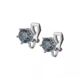 [1 пара] Серые серьги-клипсы с цирконием