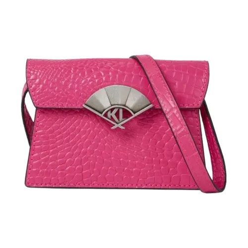 Karl Lagerfeld Сумка через плечо из коровьей кожи среднего размера женская розово-красная