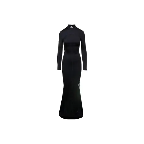 BALENCIAGA Черное Женское Длинное Платье с Рукавами