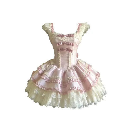 WLEQK Светло-розовый Женские Лолита Платья