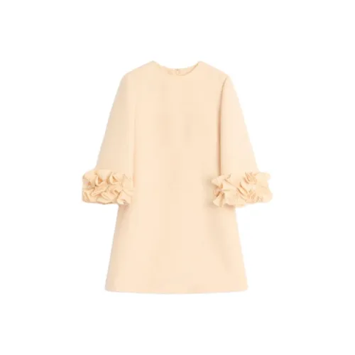 Valentino Длинное платье с длинными рукавами женское кремового цвета