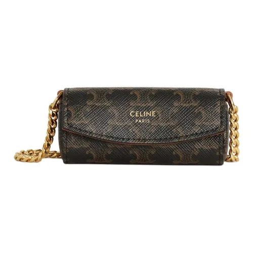 CELINE Triomphe Arc De Triomphe Искусственная кожа Помада Сумка Сумка через плечо Женская Черная