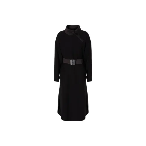 EMPORIO ARMANI Черное Женское Длинное Платье с Рукавами