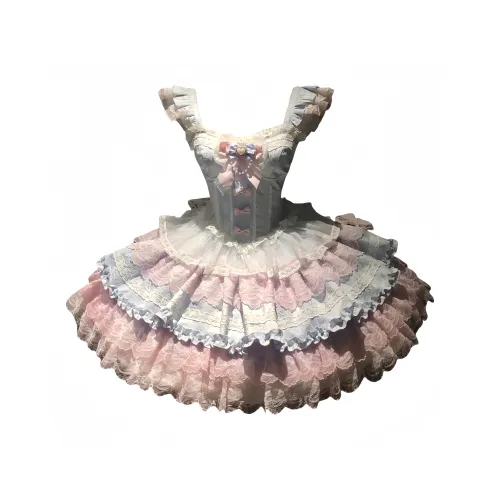 WLEQK Голубой и розовый Женские Лолита Платья