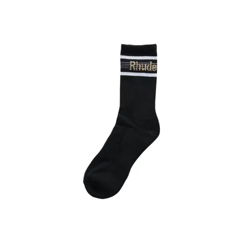 RHUDE 1 Пачка Черные Мужские Носки до Икры MID