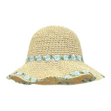 Бежевый [Синяя кружевная отделка, соломенная шляпа]