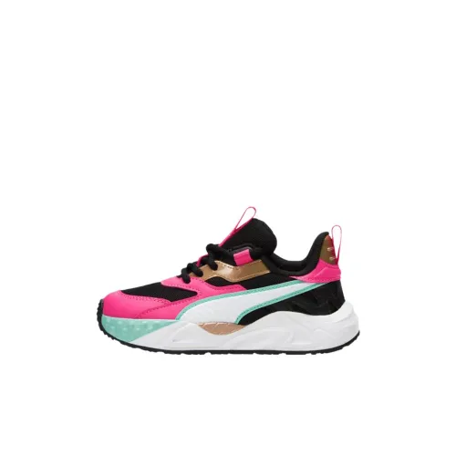 PUMA RS Trck Abrasion Resistant Low Топ Детские Лайфстайл Кроссовки Черный Розовый Зеленый Для детей от 3 до 7 лет