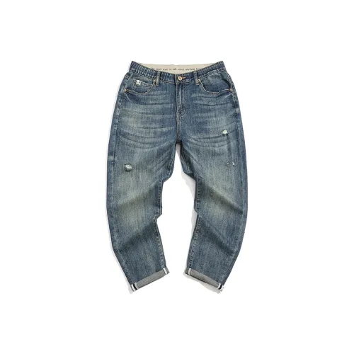 MH Зеленый синий Мужские Джинсы