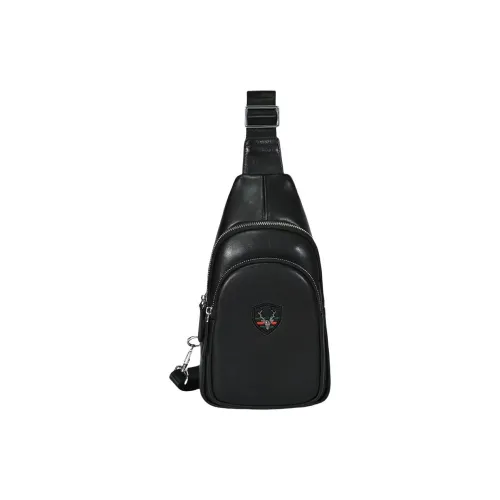 VIHUS Сумка через плечо из натуральной коровьей кожи мужская черная